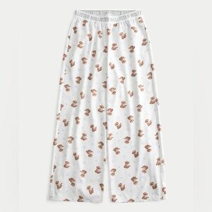 Hollister Puppy Print Pajama Pants Baggy Flannel Goldendoodle Gray S Long Cozy